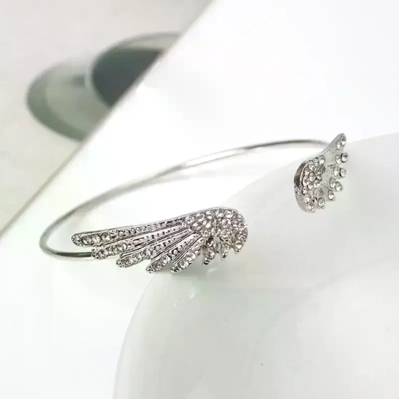 Angel Wings Silver Color Open Bracelet For Women Trendy Accessories Simple Adjustable Bangle Party Jewerly Gift