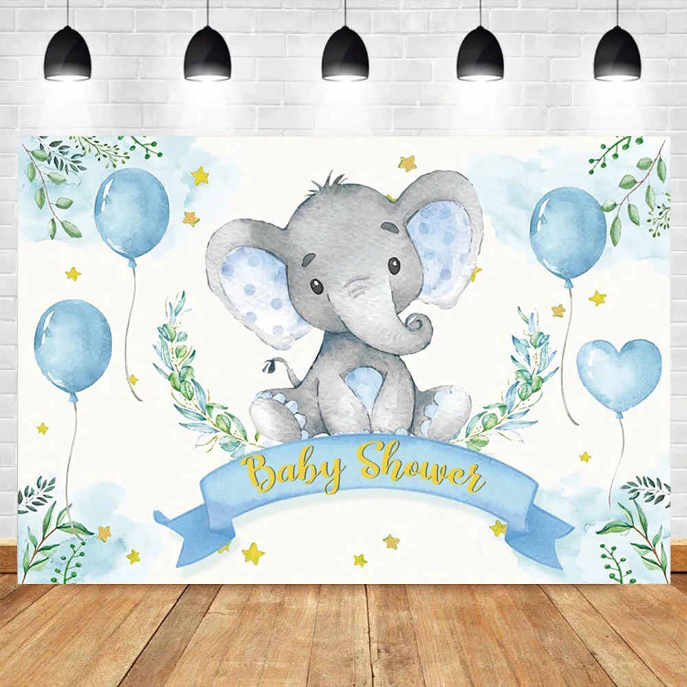 Elephant Baby Shower Photography Backdrop Blue Pink Boy Girl Gender Reveal Birthday Party Photo Deco Background Photocall Props