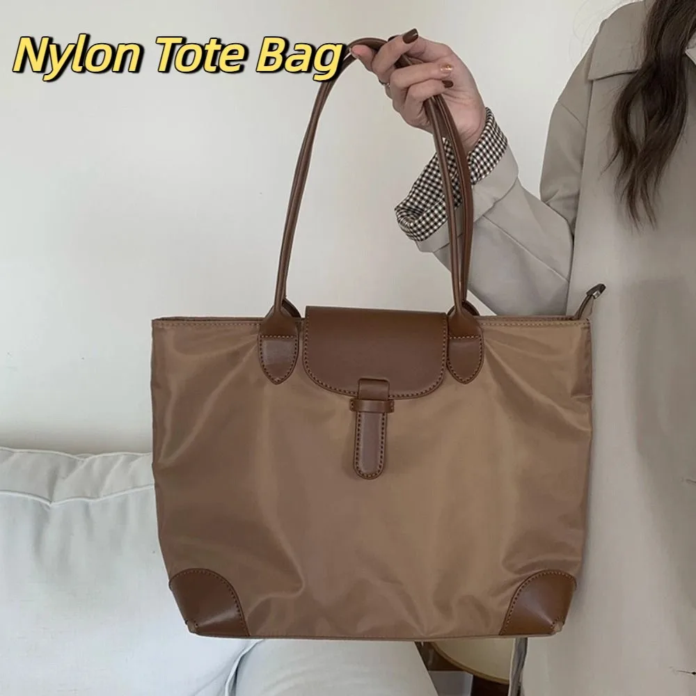 

Office Worker Tote Casual Nylon Shoulder Bag Lightweight Zipper Nylon Cloth Tote Bag Korean Style Large Capacity Handbag Outdoor