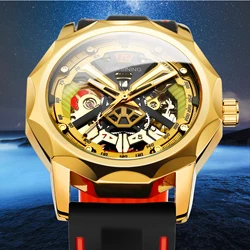 FORSINING Fashion Men's Watches Polygonal Skeleton Design Waterproof Night Light Automatic Mechanical Watch For Men