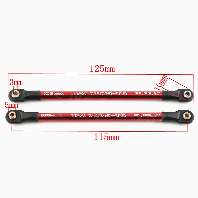 2Pcs Aluminum Pushrod Link Rod 5318X 5318 Red-Anodized For 1/10 Scale Models Traxxas E-Revo Summit Revo RC Car Upgrade Parts