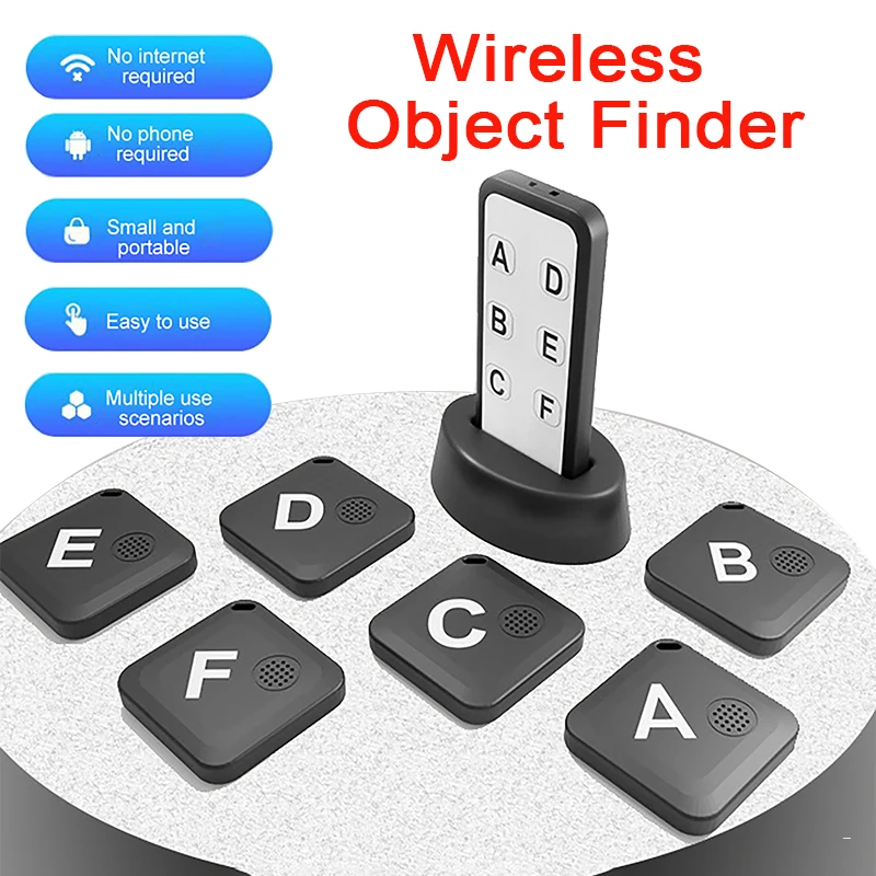 

1RF Transmitter Wireless Object Finder 6 Receiver Remote Control Anti Lost Tracking Device One Touch Calling Locator for Pet Key