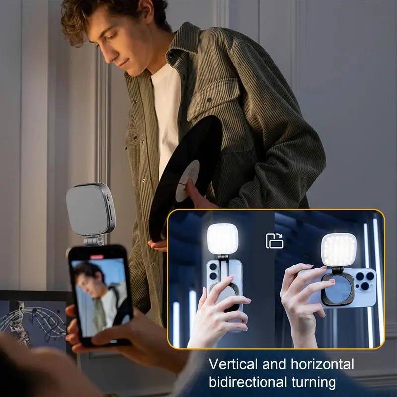 Magnetic Selfie Light Magnetic LED Light For Phone Selfie 5 Level Brightness Folding Cool Gadgets With Makeup Mirror For Vlog