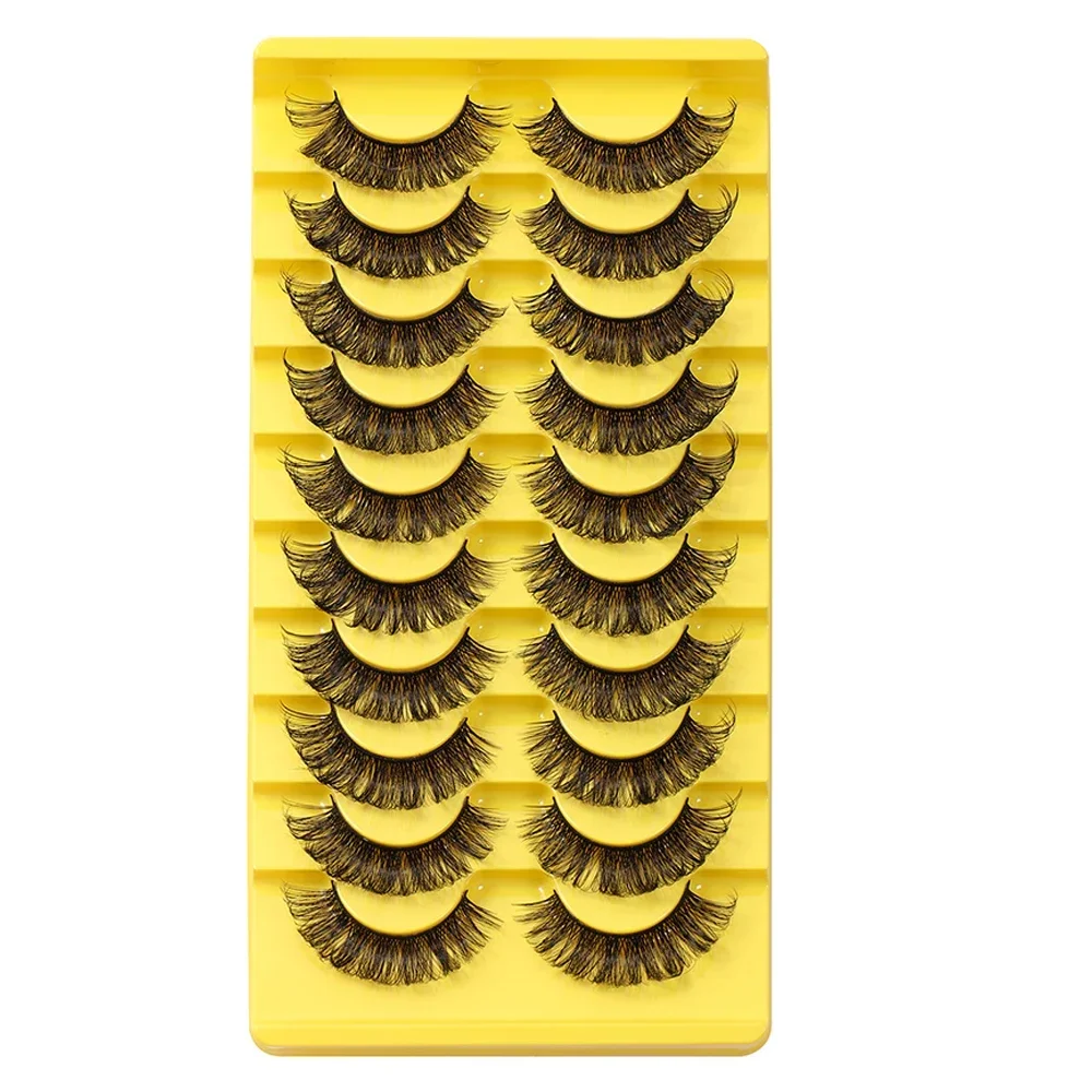 10 Pairs 3d Russian D Curl Lash Strips Wispy Fake Lashes that Look Like Extensions Natural False Lashes