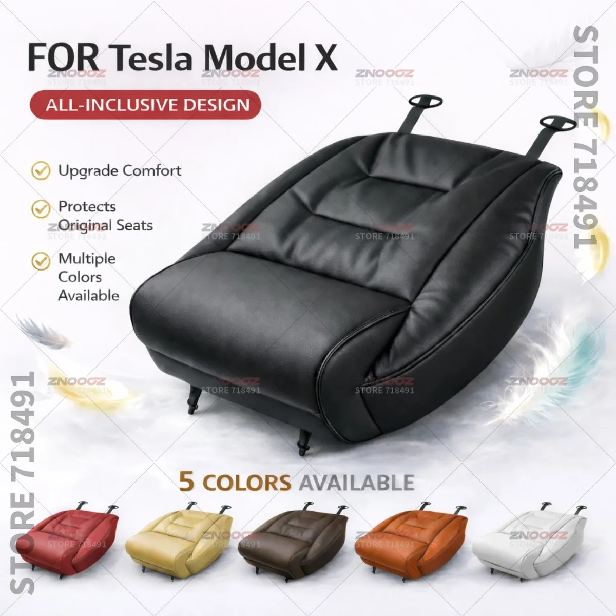 For Tesla Model X Seat Leg Support Extension Cushion Thigh Support Pillow Memory Foam Leather Leg Extender Interior Accessories