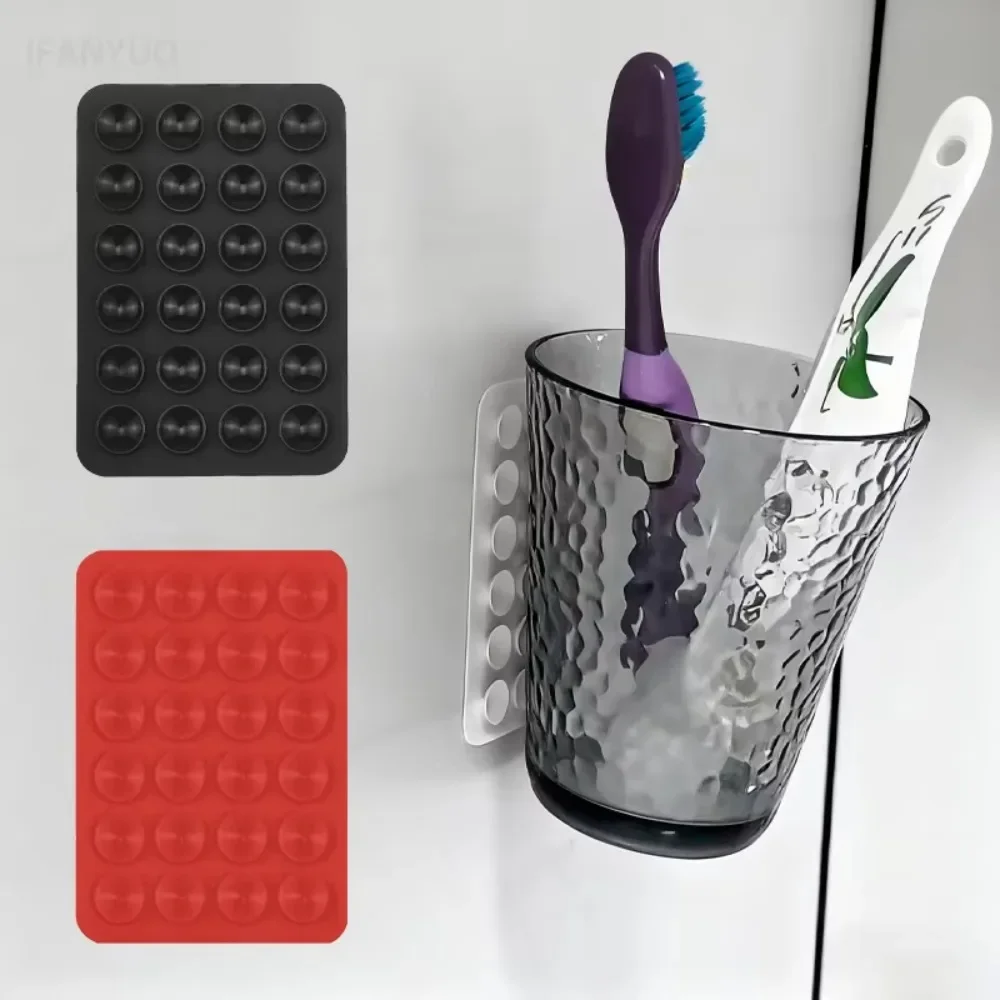 Multifunctional Silicone Suction Pad 24Square Suction Cups for Phone Fixture Suction Cup Backed Adhesive Home Office Storage