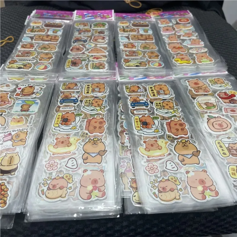 12Pcs Kapibala Capybara Bubble Stickers Three-Dimensional 3d Stickers Sanrio Cartoon No Repetition Kids Toy Sticker
