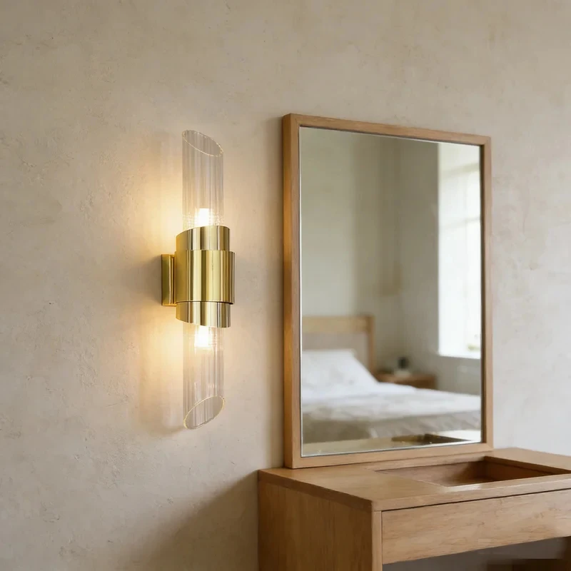 

Modern Luxury Wall Sconce Polished Nickel Wall Lamp Glass Bedroom Living Room Bathroom E27 Socket Home Decor Lighting