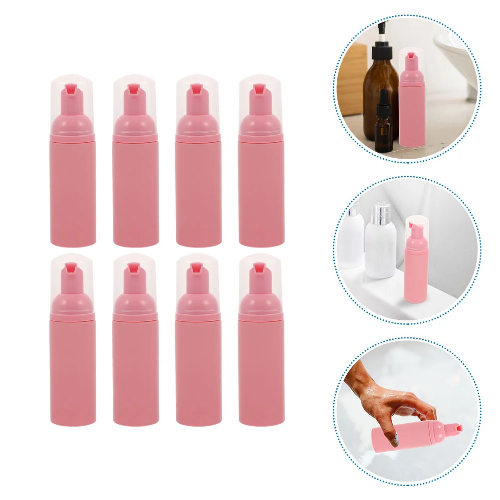 

8 Pcs Liquid Soap Dispenser Frosted Foam Bottle Pump Travel Size Foaming Plastic Pink Shampoo Bottles Refillable with