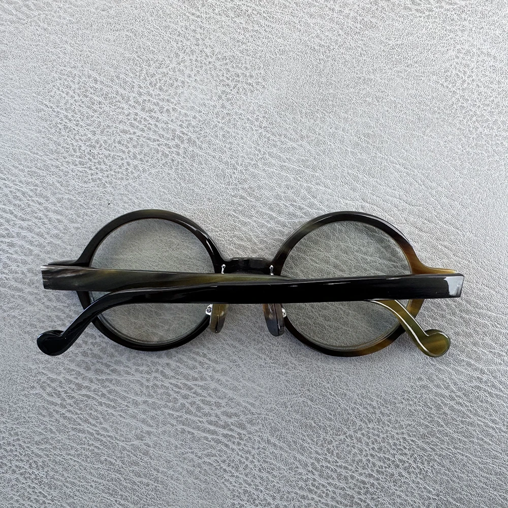 Man Women Glasses Frames Unique Vintage Round Reading Handmade Horn Prescription Eyeglass Frames Optical Lens Myopia Eyeglasses