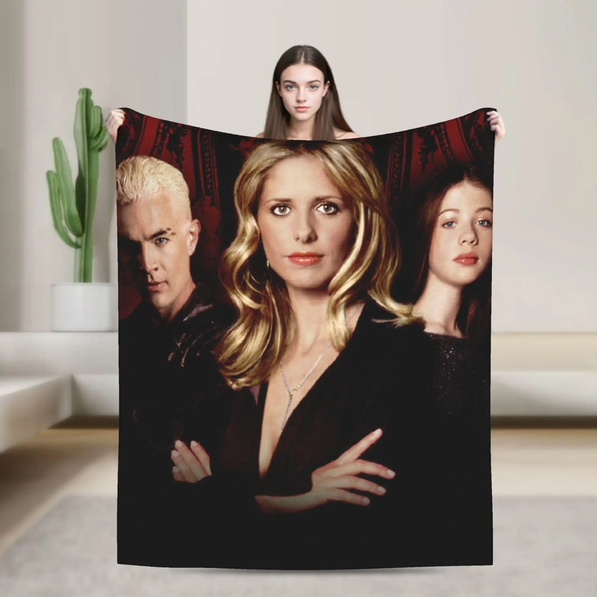 Buffy the Vampire Slayer Blankets Willow Spike Flannel Funny Warm Throw Blankets for Chair Covering Sofa  Winter