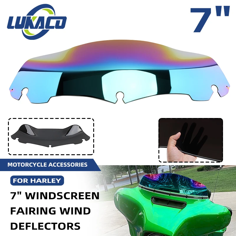 

Motorcycle 7" Windshield Colorful Windscreen Case For Harley Road Glide Ultra Special FLHX FLHXS FLHTKSE 14-23 Wind Deflectors