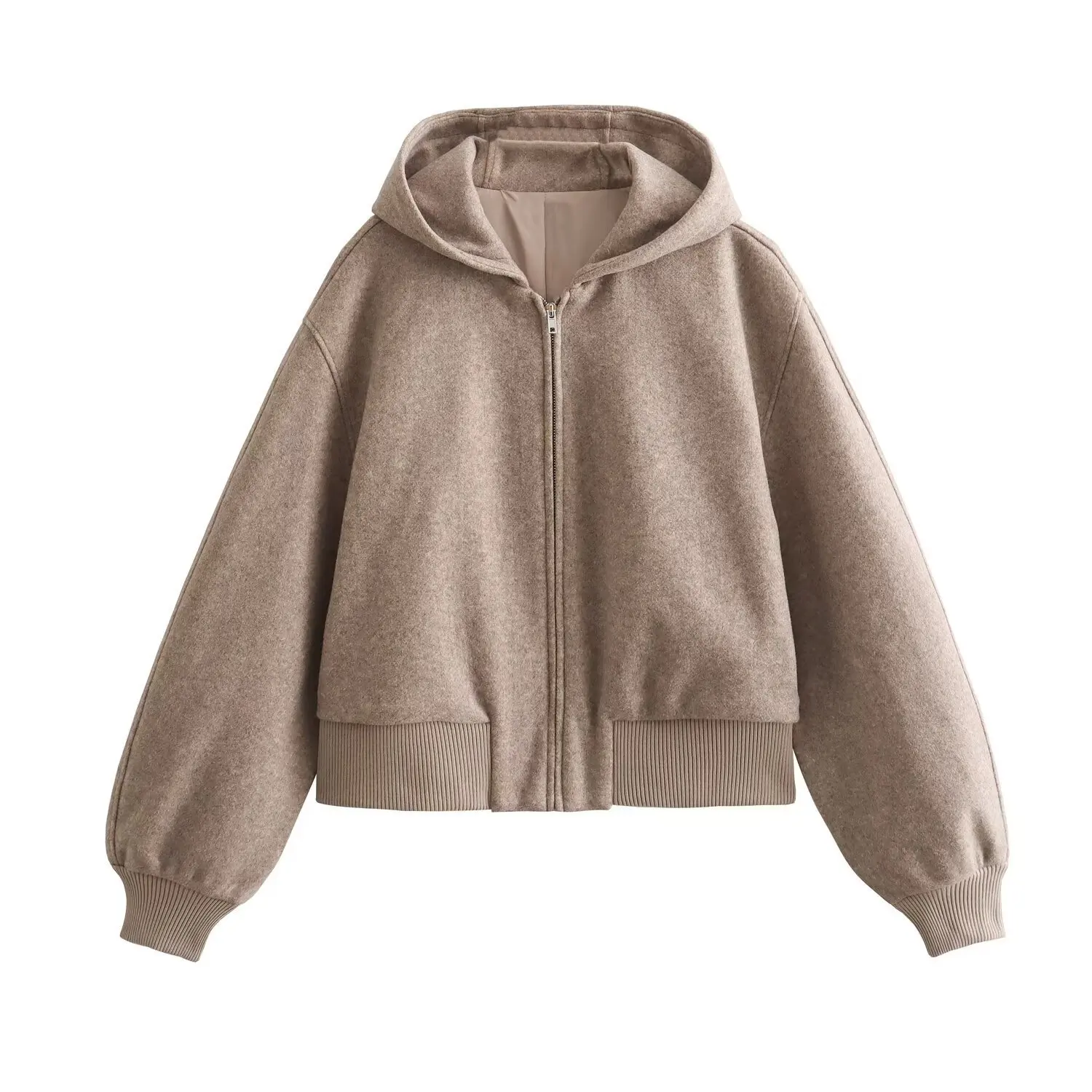 

Winter French Womens Soft Short Hooded Bomber Jacket Street Fashion Outerwear Women's Clothes