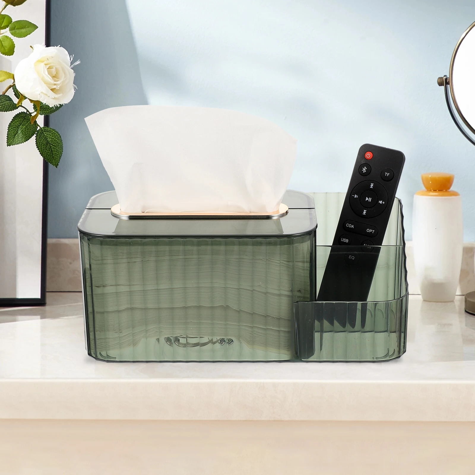 

Multi-Use Tissue Box for Remote Control Storage Sturdy Desktop Organizer Napkin Holder Living Room Office Home Decor Accessory