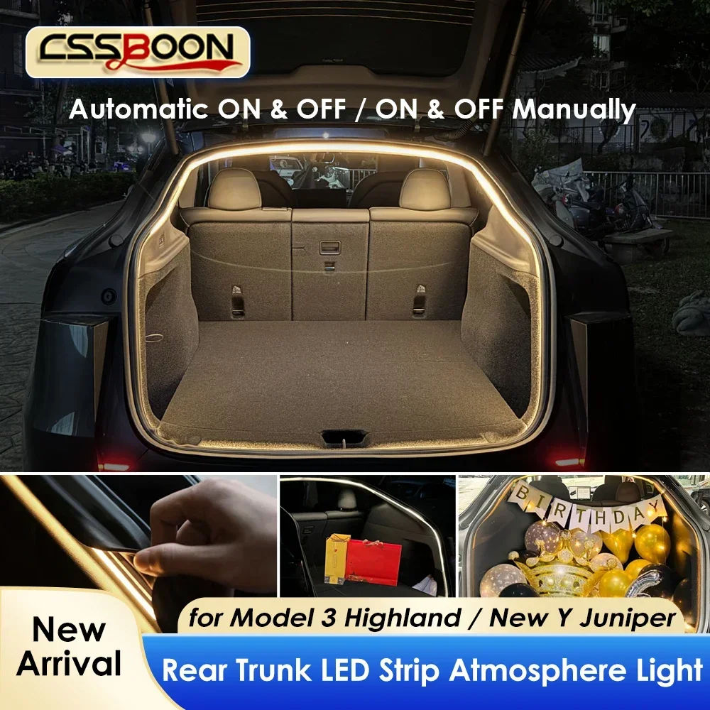 

CSSBOON Model 3 Highland Trunk LED Silicone Strip Light for Tesla Model Y Juniper Flexible Rubber Lamps RGB Car Interior Light