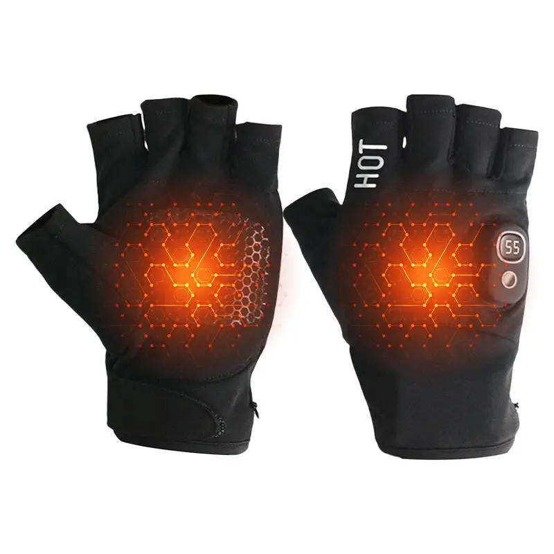 USB Electric Heated Gloves 2000mAh rechargeable battery  3-temp Settings Working Fingerless Mittens Smart wireless Hand Warmers