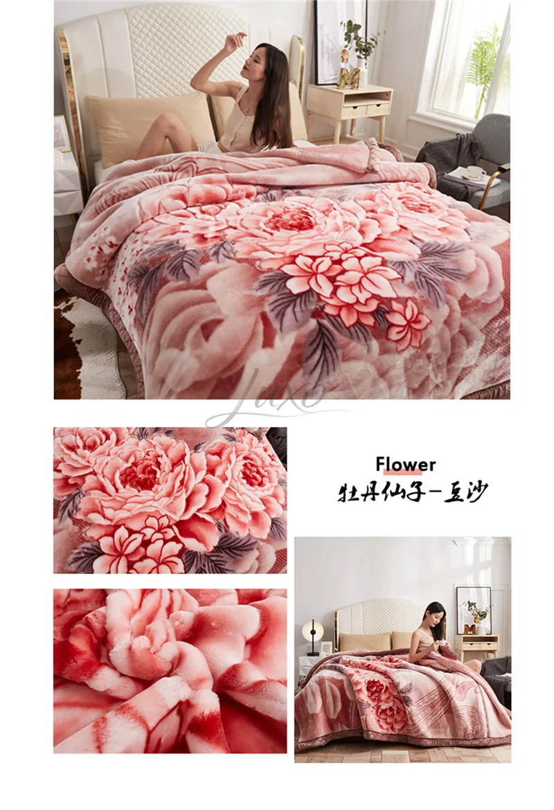 New Warm Weighted Blankets for Beds High End Thicken Warmth Raschel Blanket for Winter Autumn Double Side Plush Comforter Quilt