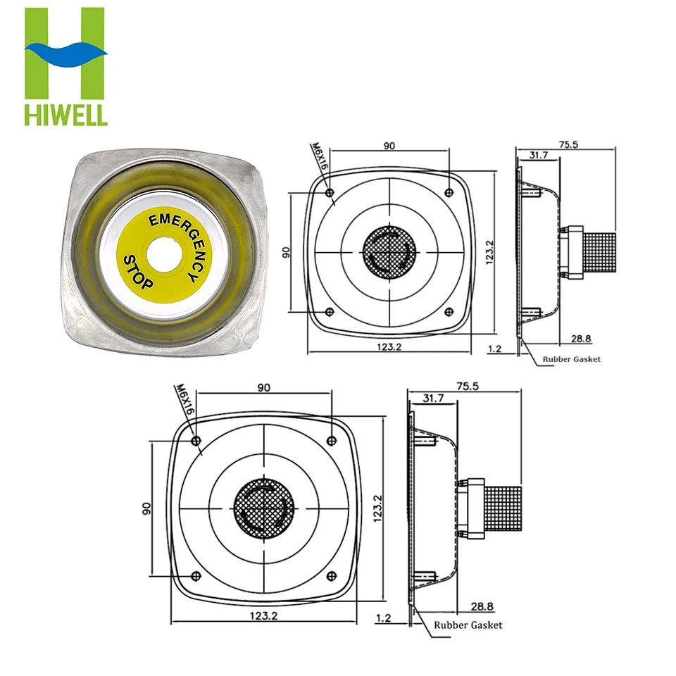 Stainless Steel Emergency Stop Button Box 90mm Silent Type Diesel Generator Spare Part Emergency Stop Button Cover
