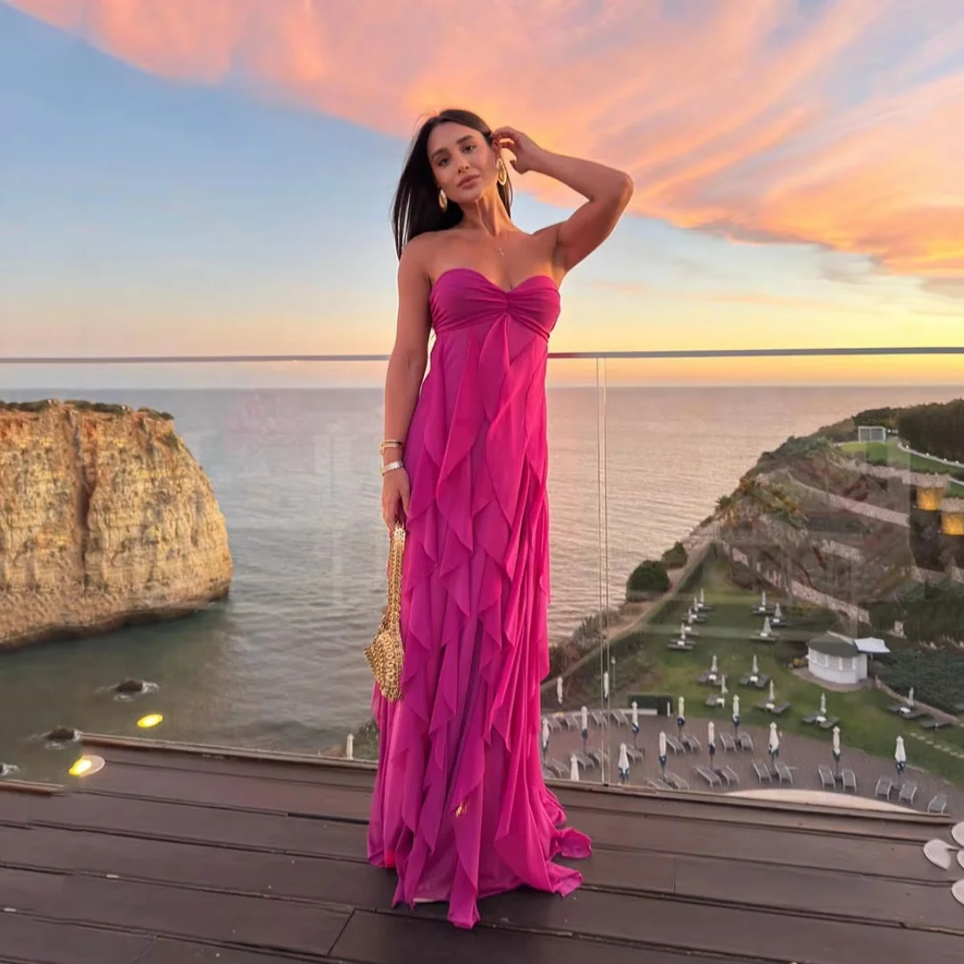 Luxuriöses Ballkleid, trägerlos, mehrlagig, aus Chiffon, Gala-Kleid, formelle Abendkleider, Damen-Geburtstagskleid, maßgeschneidert