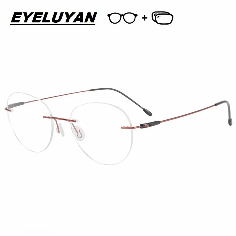 EYELUYAN Progressive Prescription Eyeglasses High-quality Titanium Rimless Eyewear Brand Designer Optical Myopia Glasses Unisex