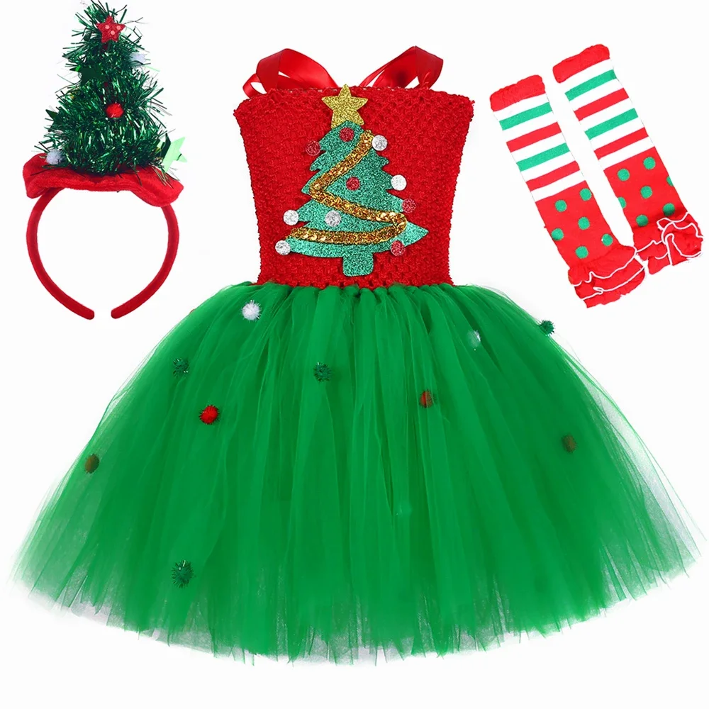 

Baby Girls Christmas Dress Gift Toddler Girl Tutu Princess Dress Christmas Tree Costume Kids Clothes Children Xmas Party Outfits