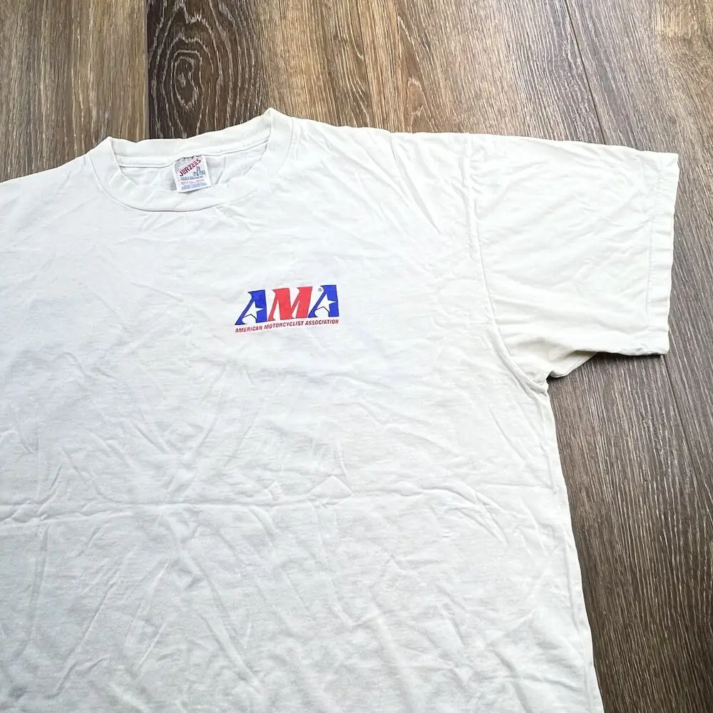 Vintage AMA Shirt Mens XXL White American Motorcyclist Association Racing Tee