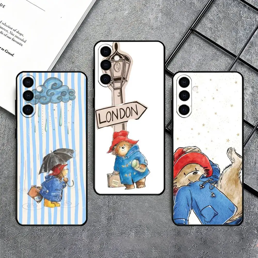P-PaddingtonS Bear Phone Case Black Silicone Soft For Samsung Galaxy A73,A72,A71,A70,A53,A52,A51