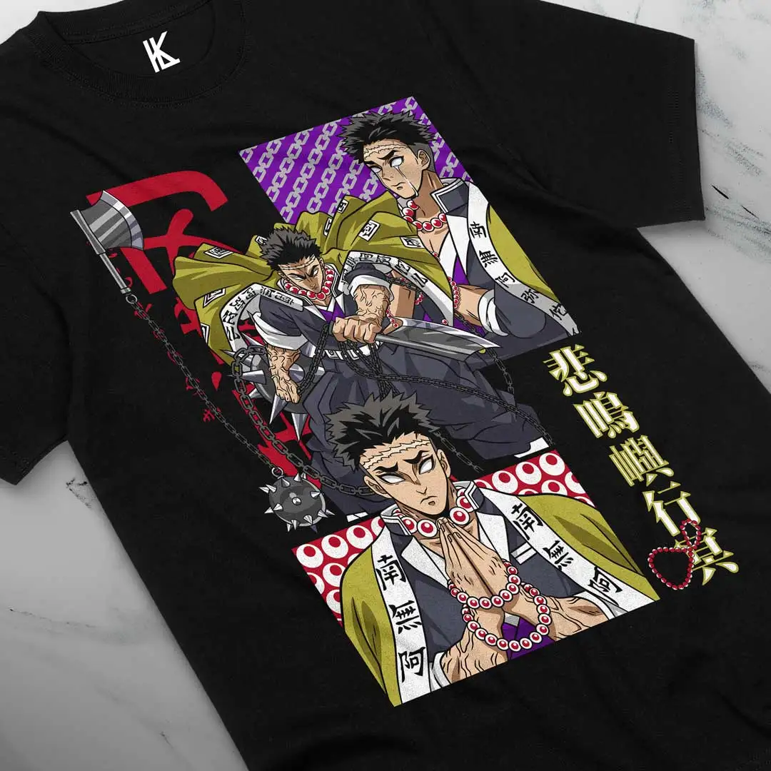 Gyomei Himejima Demon Slayer Cotton T-shirts Anime Printed Unisex Men Women Tees Cotton