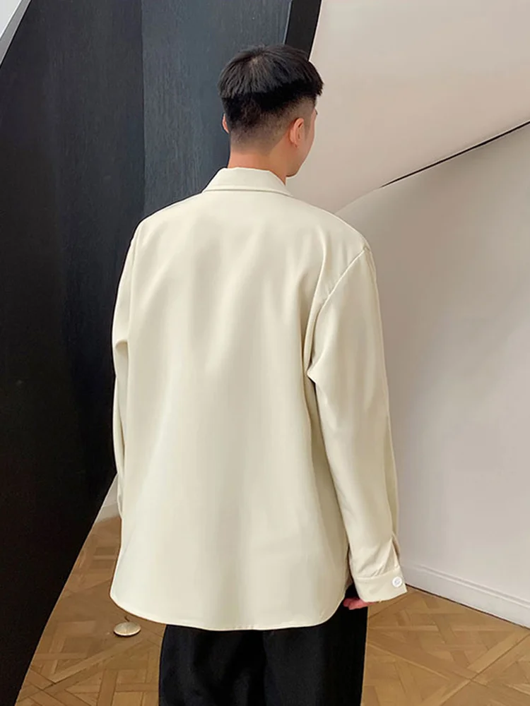 Button Chinese Design Men's Shirts 2022 New Spring Lapel Long Sleeve Blouse Niche Tide Oversized Tops Foled Cblouse 2A0232