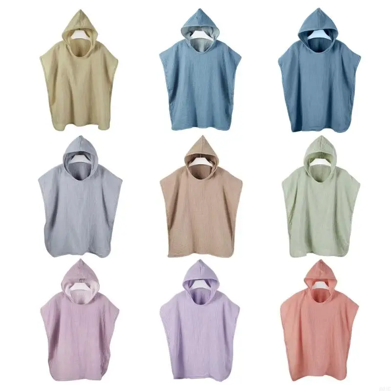 

D0JC Quick-Dry Towel with Hood Baby Bath Towel Shower Towel Infant Poncho Bathrobe Breathable Cotton Cape Beach Towel