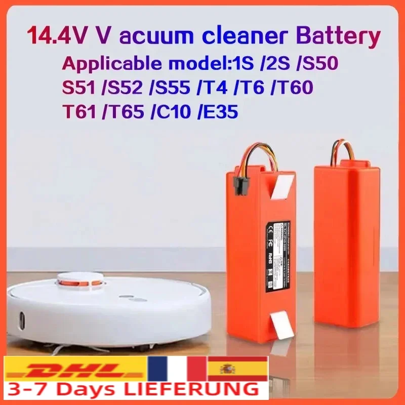 12800mAh Sweeper Battery BRR-2P4S-5200D 5200S for XIAOMI Roborock S50 S51 S55 T60 Sweeping Mopping Robot Vacuum Cleaner