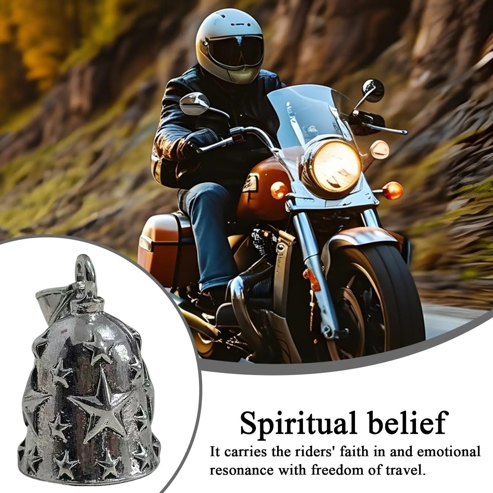 Cloche de moto en alliage d'étoile en relief, pendentif de cloche de moto, porte-clés, cloche porte-bonheur suspendue ornementale