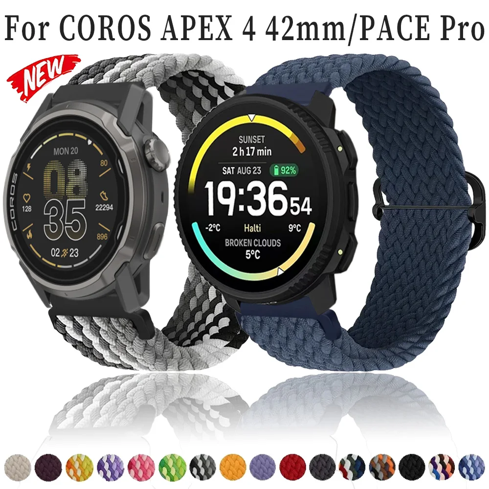 20mm 22mm Nylon Geflochtenes Armband für COROS APEX 4 42mm/PACE 4/3/Pro Band CMF Watch 3/2/1 Pro Armband Suunto Race 2 S Vertical 2 1