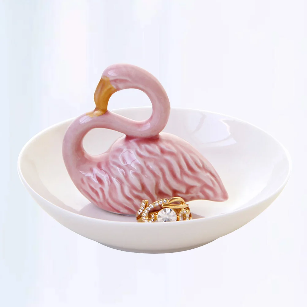 

Керамическая подставка для украшений «Фламинго», стильная тарелка для хранения колец, серег, ожерелий, браслетов, поднос для домашнего декора