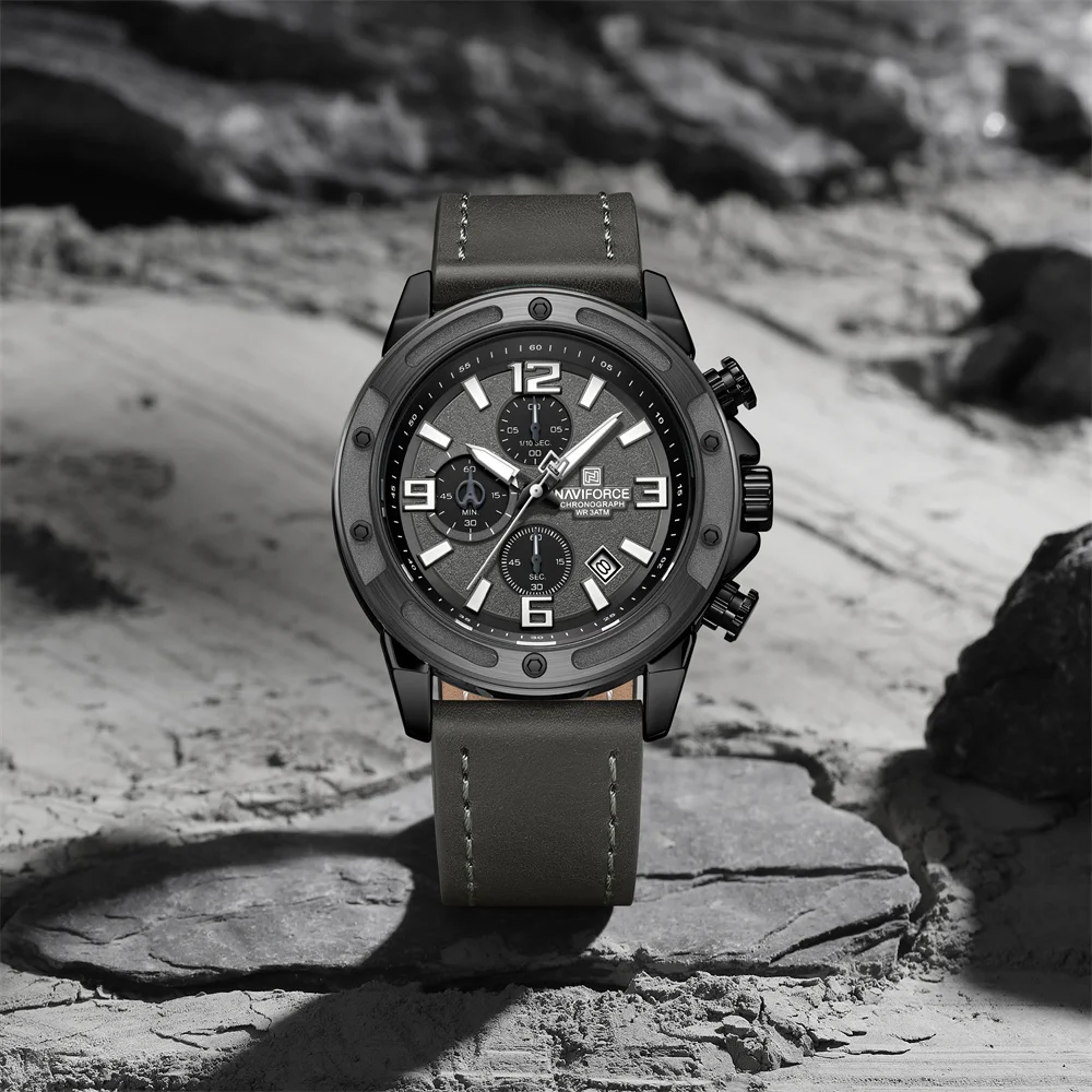 Naviforce 8074 男性スポーツクォーツ時計多機能クロノグラフ屋外防水手腕時計時計レロジオ Masculino
