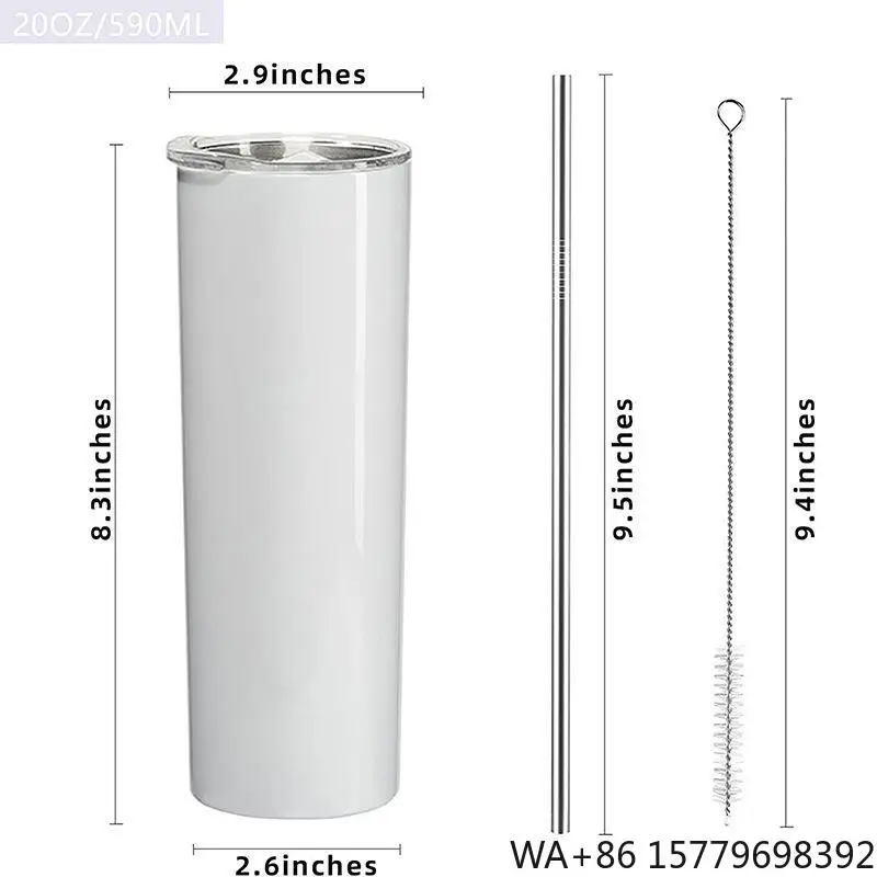 Transfer-Coated Finish 20oz Straight Cup Double-Walled Vacuum Insulated 6-12 Hours Stainless Steel Sublimation Tumbler