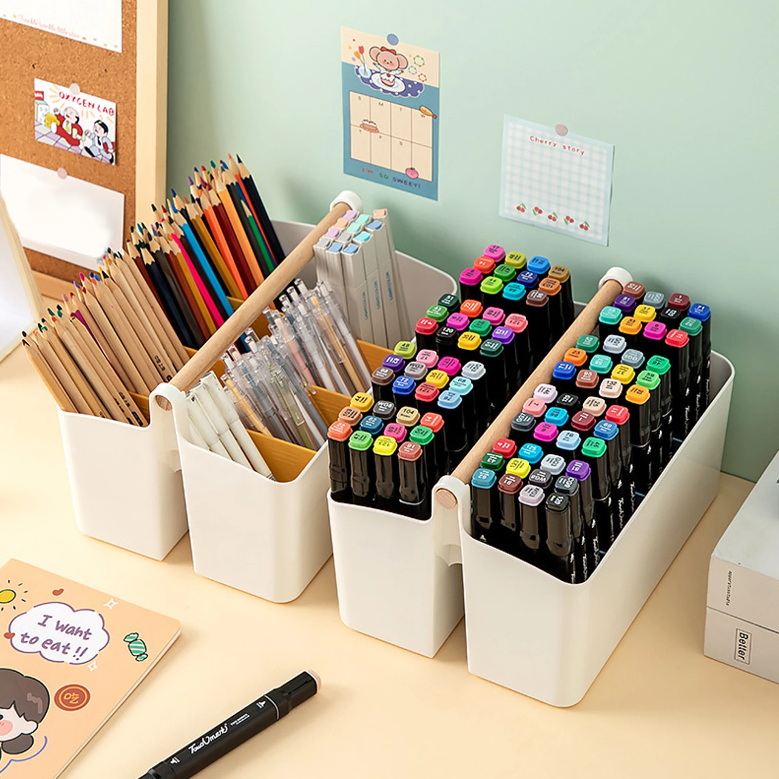 

Plastic Desk Organizer Storage Box Office Supplies Multi Grid Design Smooth Arc Corner Remote Control Pen Makeup Case