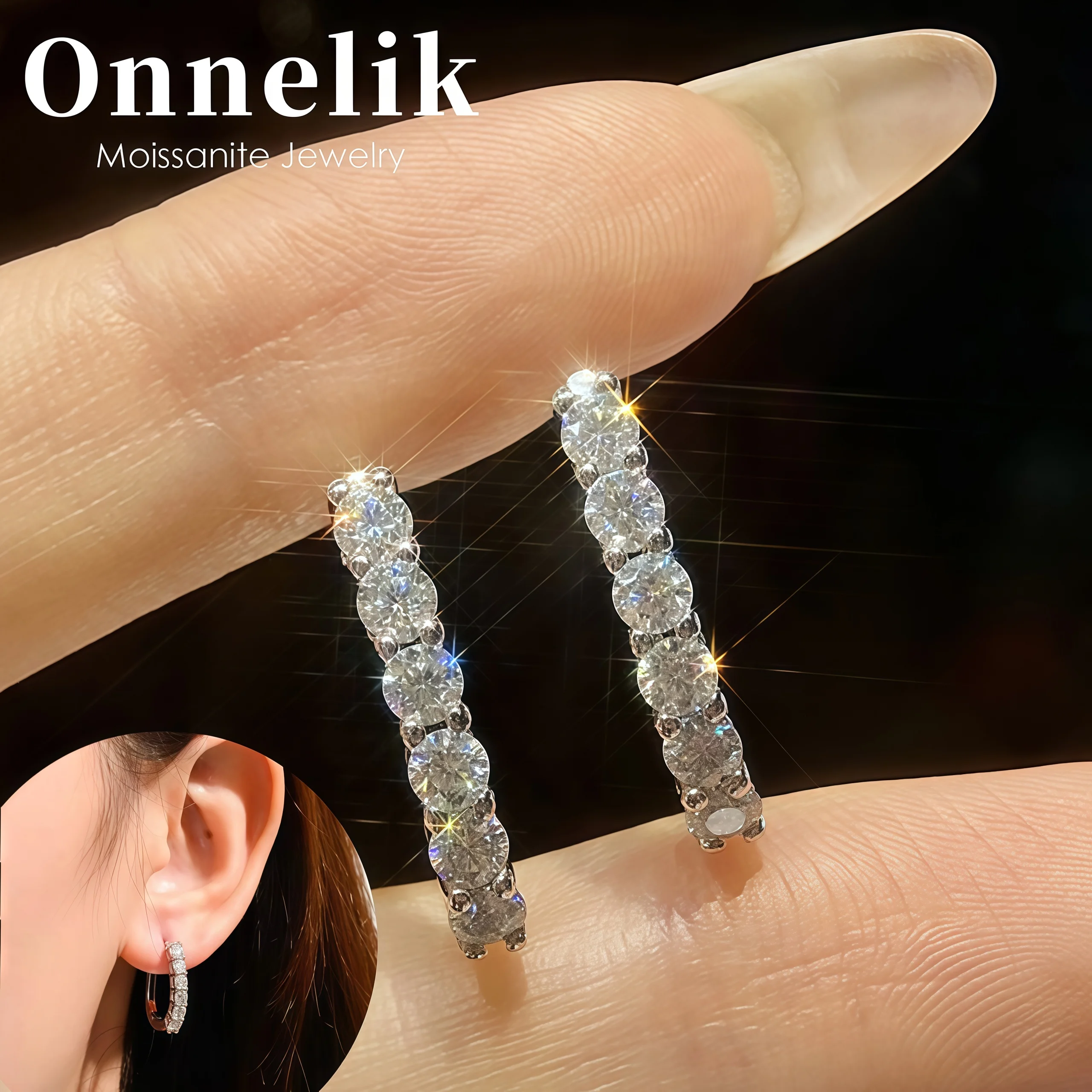 

Onnelik S925 Sterling Silver 1.2CT Moissanite Stud Earrings Minimalist Luxury Everyday Jewelry for Women Elegant Birthday Gift