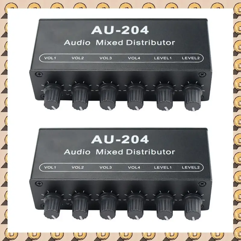 

A003 2X Stereo Mixer Audio (2 Input 4 Output) Push Four Headphones Or External Power Amplifiers Volume Independent Control