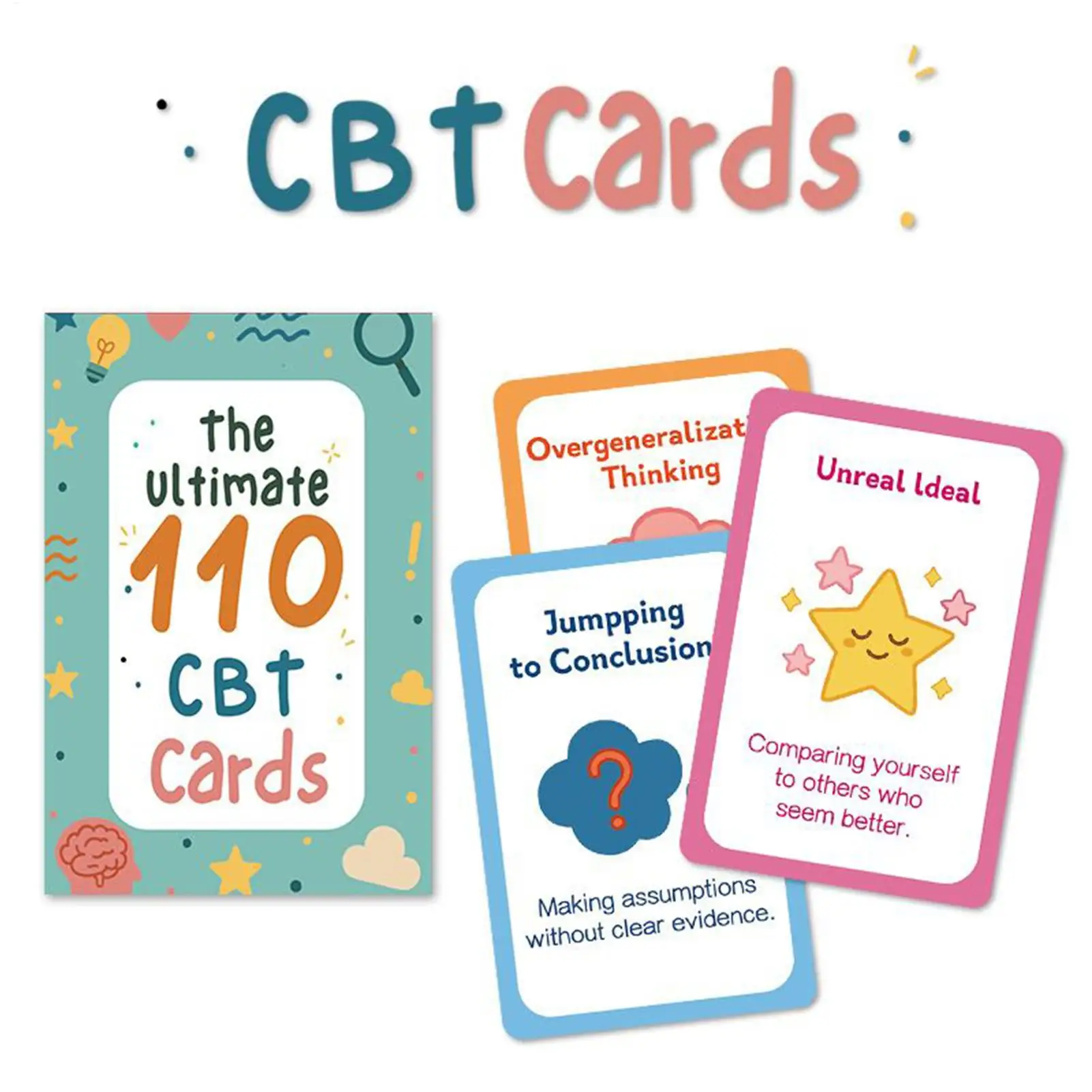 110 pz/set Carte Terapia Cognitiva Comportativa CBT Flashcard Strumenti di Mindfulness per l'ansia e il Sollievo dallo stress, Adulti Adolescenti Terapia