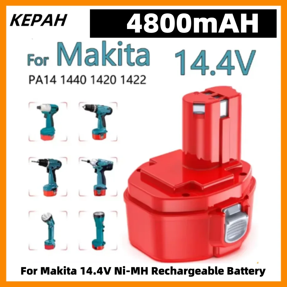 For Makita 14.4V Battery 4800mAh Ni-MH Battery PA14 1422 1433 1420 192600-1 6281D 6280D 6337D Rechargeable Batterie