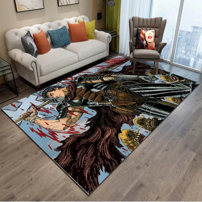 15 tamanhos berserk anime tapete sala de estar decoração capacho quarto corredor entrada varanda piso grande área padrão quadrinhos