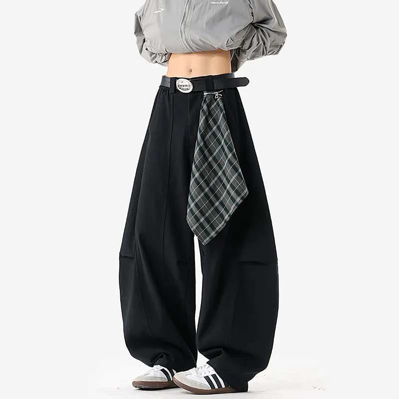 

American Deconstructed Scarf Pants Men's Casual Loose Wide Leg Trousers Spring New Sle JXAETE Cotton Blend Faionable