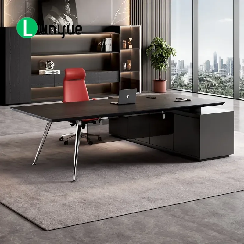 Modern Simple Luxury Executive Desk Large Boss Office Table for President Manager Supervisor Leader with Chair Combination