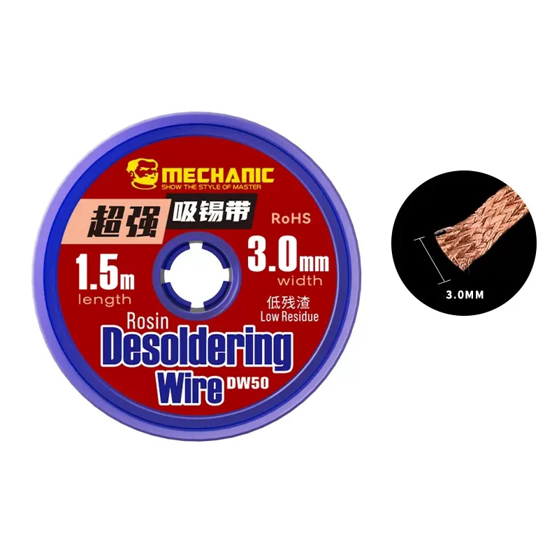 MECHANIC Starke Kupfer Entlötdraht Geflecht Solder Docht Entferner 1,0/1,5/2,0/2,5/3,0/3,5mm Löten Zinn Sucker BGA Werkzeuge – Detail 8