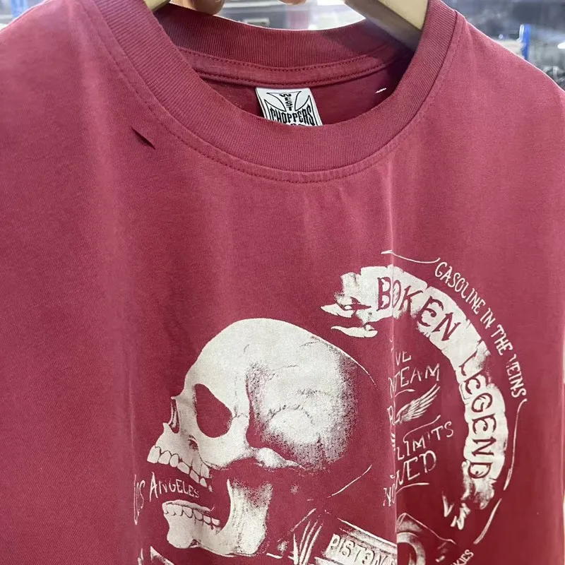 Hiphop Street Summer Red Washed Vintage West Coast Choppers Vest Skeleton Graffiti Men Women Waistcoat Tshirt Loose Tank Tops
