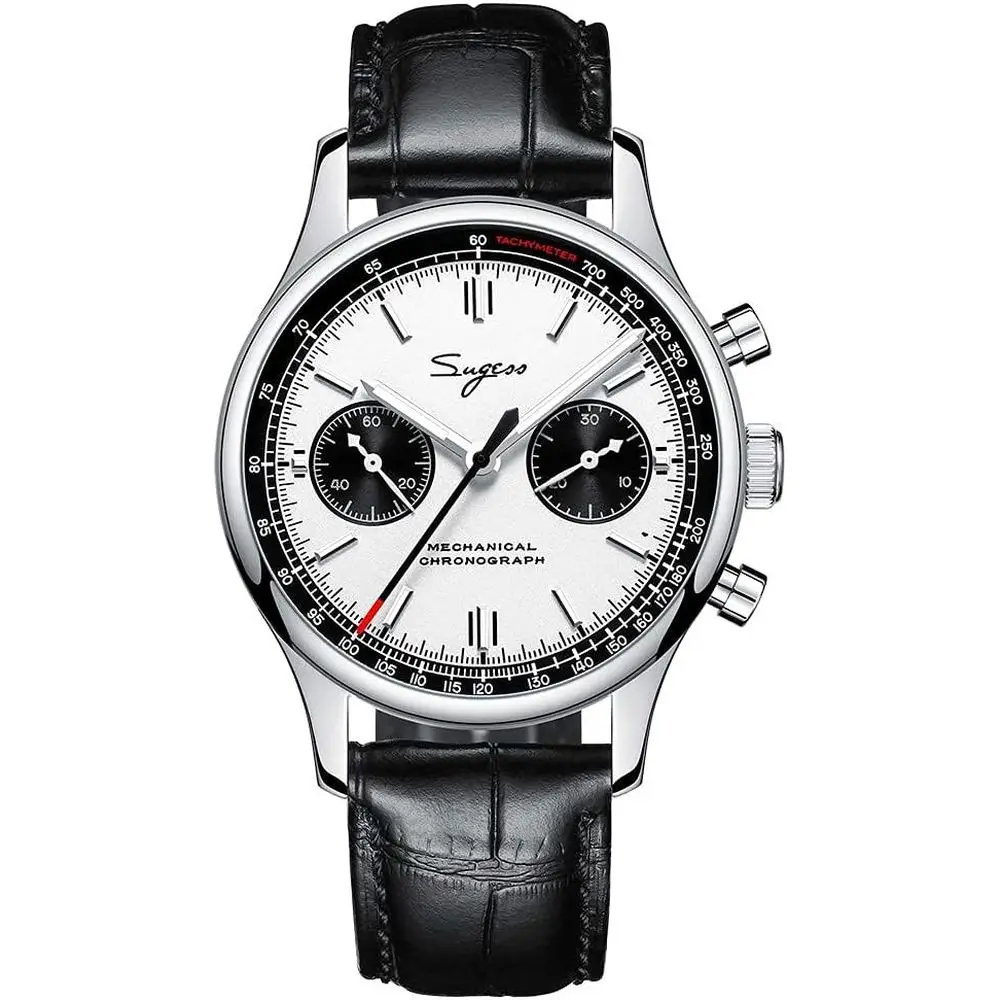

SugChronograph Men's Watch ST1901 Mechanical Hand Wind Movement Panda Men Wrist Watches 5AWaterproo Sapphire Military Pilot Watc