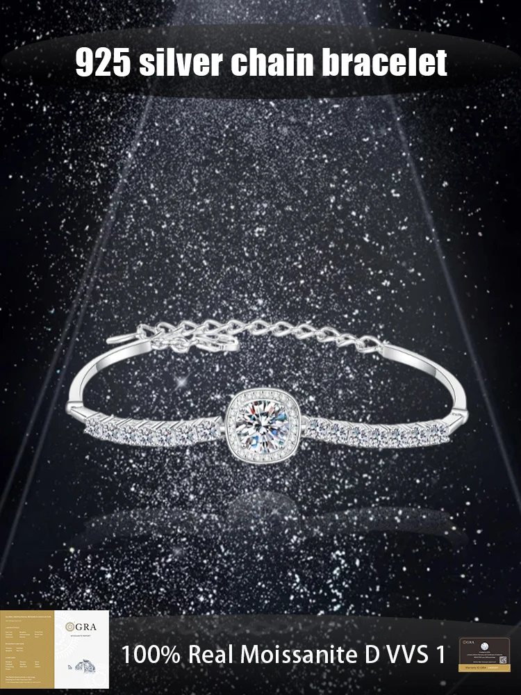 

925 silver chain bracelet Moissanite Bracelet romantic Light luxury Tennis for Man and Women's Valentine's Day gift