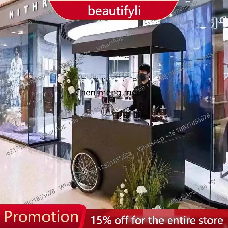 

A57 Shopping mall coffee cart promotion dessert trolley mobile commercial display stand mobile booth float