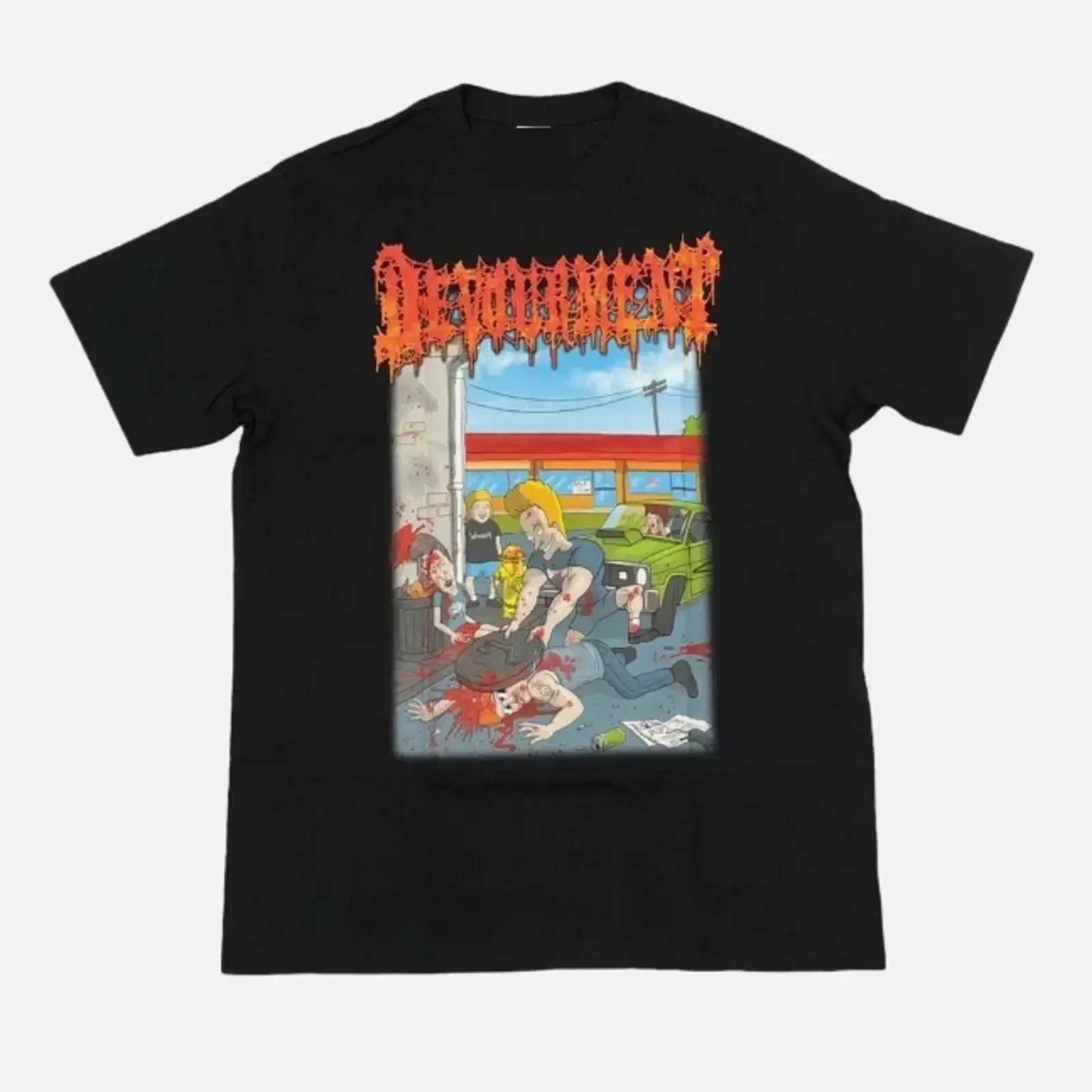 DEVOURMENT Beavis and Butthead Black T Shirt Classic For Fan S 5XL vintage Washed Breathable Versatile Slightly fashion